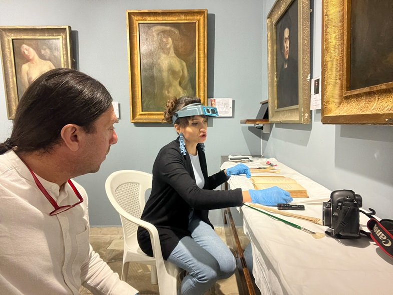 Sophia Denkova Delcheva and Eddy Choueiry examining the work of Kahlil Gibran in the Kahlil Gibran Museum in Lebanon