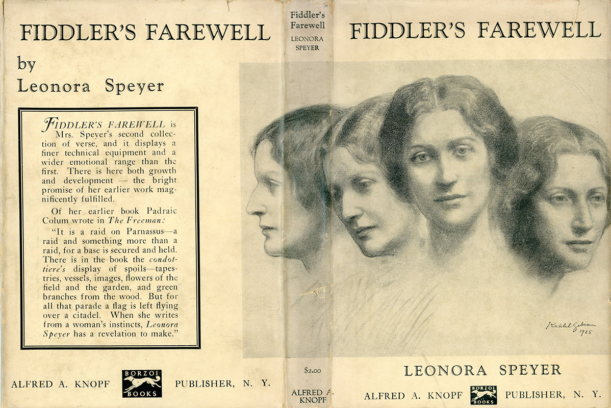 Dust cover of Leonora Speyer’s “Fiddler’s Farewell” – Four Heads, 1925