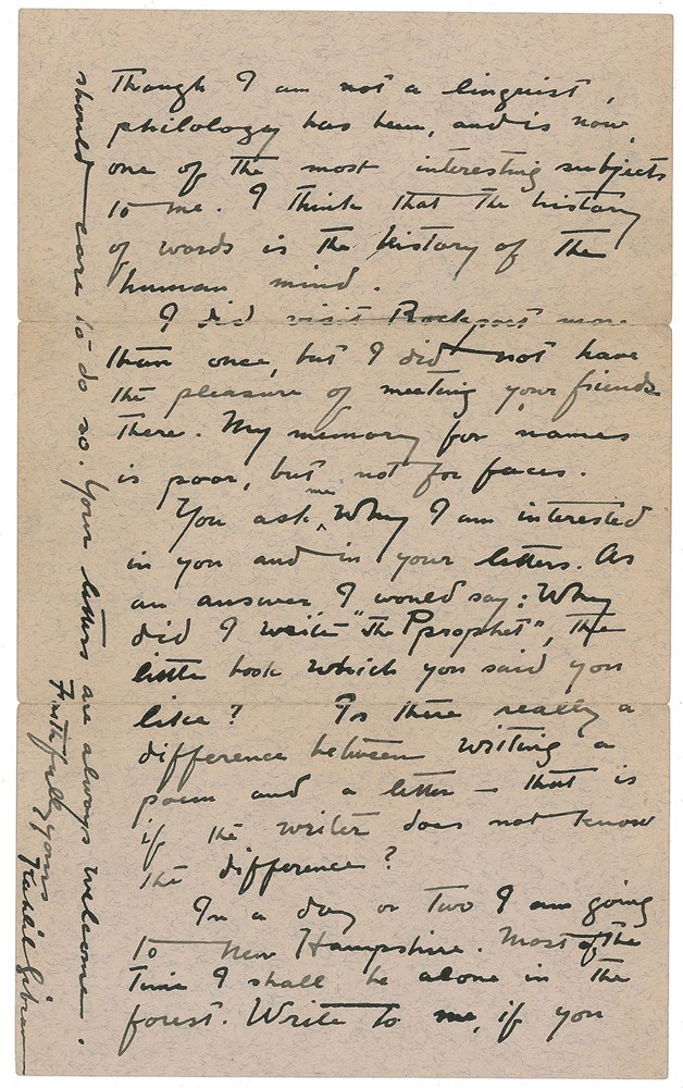 Letter of Kahlil Gibran [On Philology] (Unknown Recipients, Undated) - Image: Professional Sports Authenticator (PSA) 
