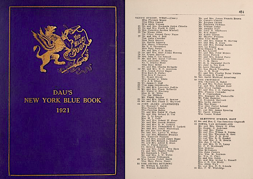 Daus New York Blue Book 1921