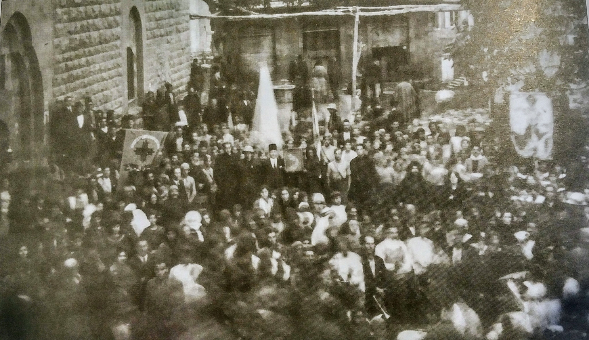 A ceremony honoring Gibran Khalil Gibran in Mar Saba Bcharre Square in 1937