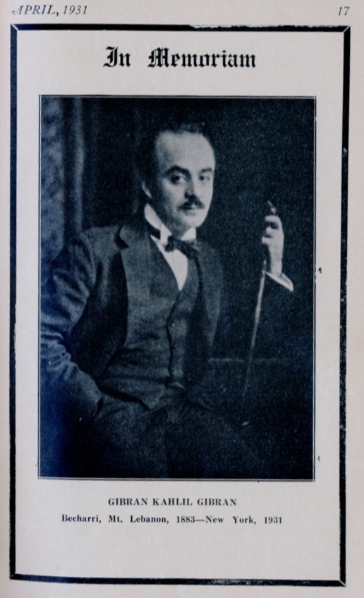 Gibran’s Message to Young Americans of Syrian Origin (reprinted from the first issue of Syrian World), The Syrian World, 5, 8, April 1931, pp. 44–45
