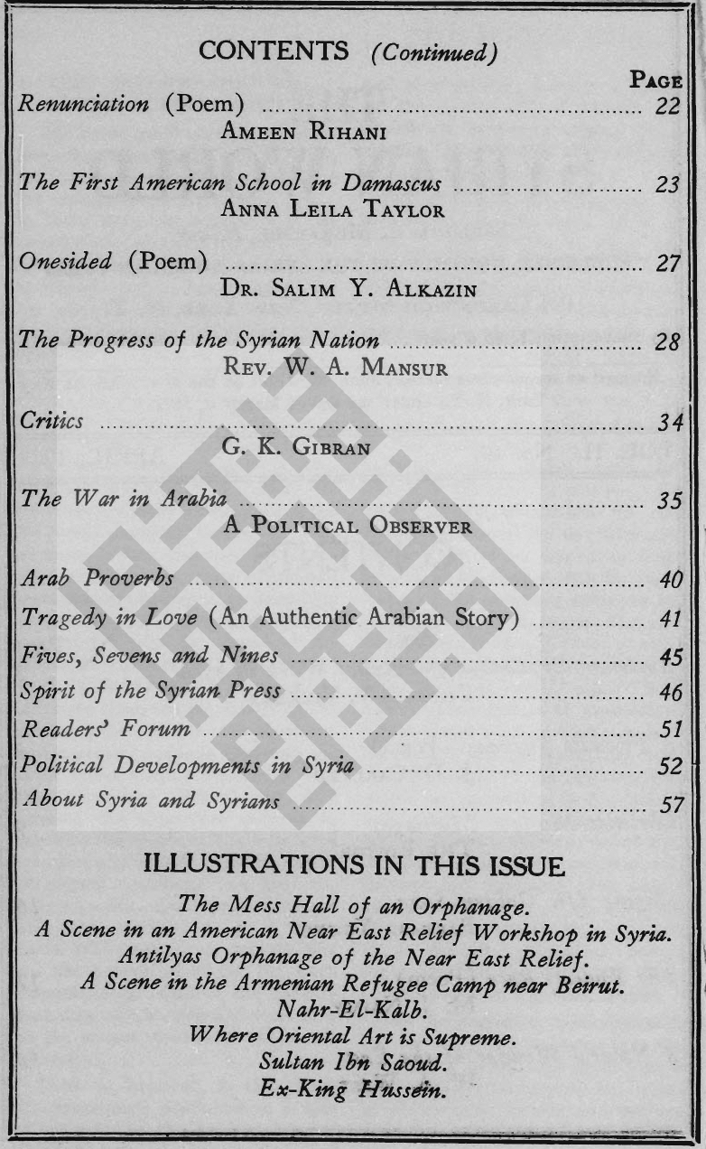 Critics, The Syrian World, 2, 10, April 1928, p. 34