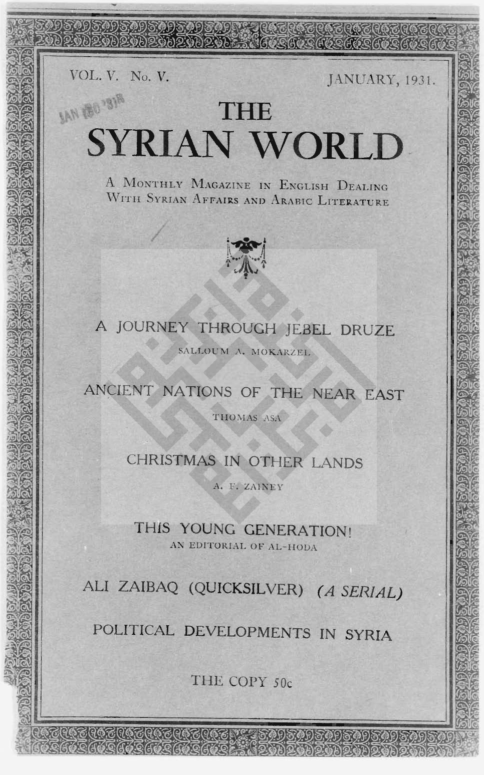 A Marvel and a Riddle, The Syrian World, 5, 5, January 1931