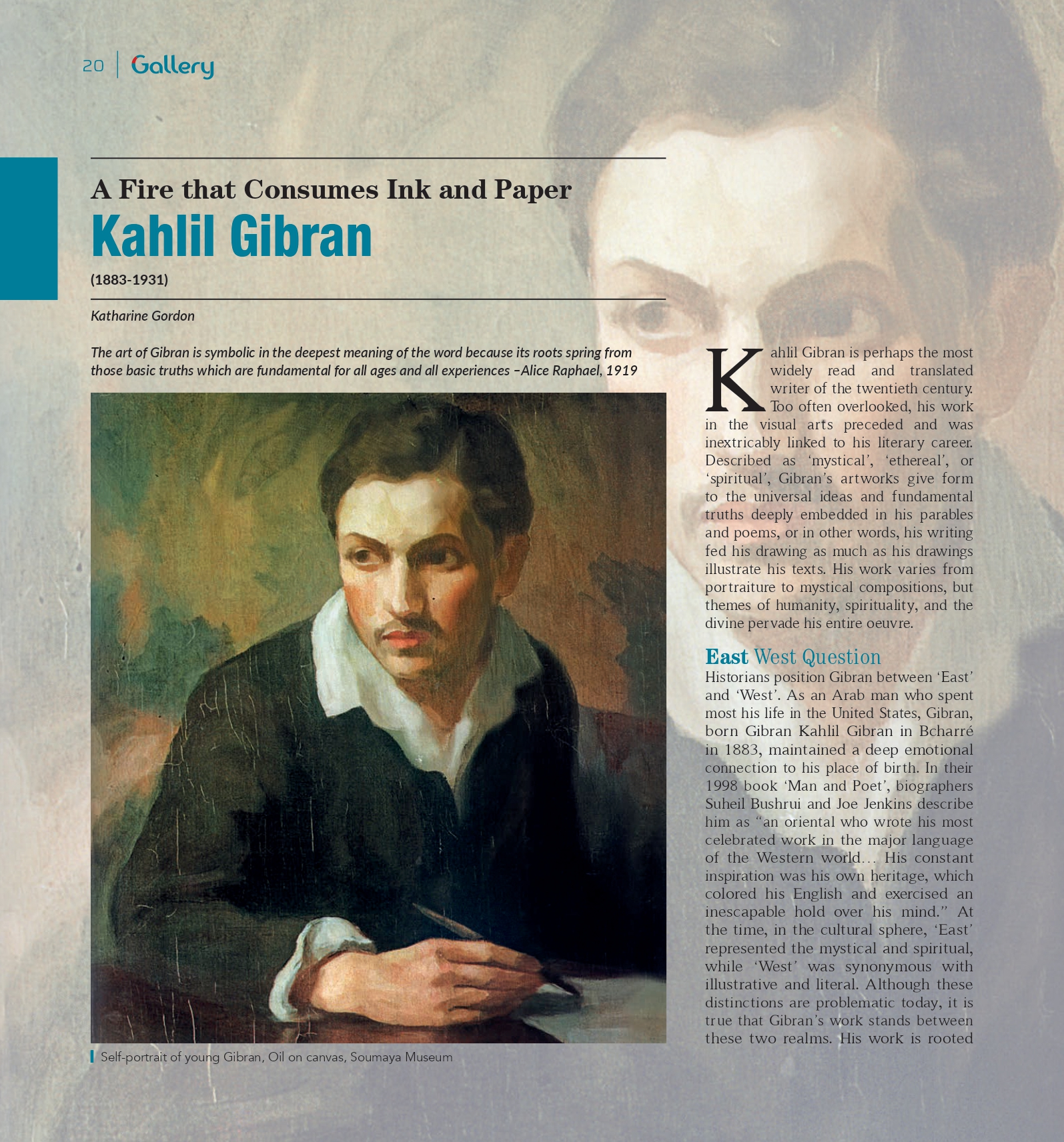 Katharine Gordon, Kahlil Gibran: A Fire that Consumes Ink and Paper, «Gallery», Issue 06, Winter 2020, pp. 20-35.