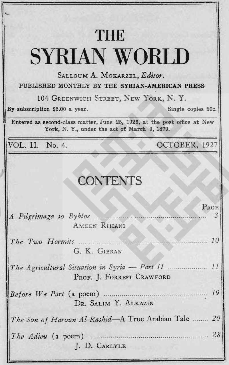 The Two Hermits, The Syrian World, 2, 4, October 1927