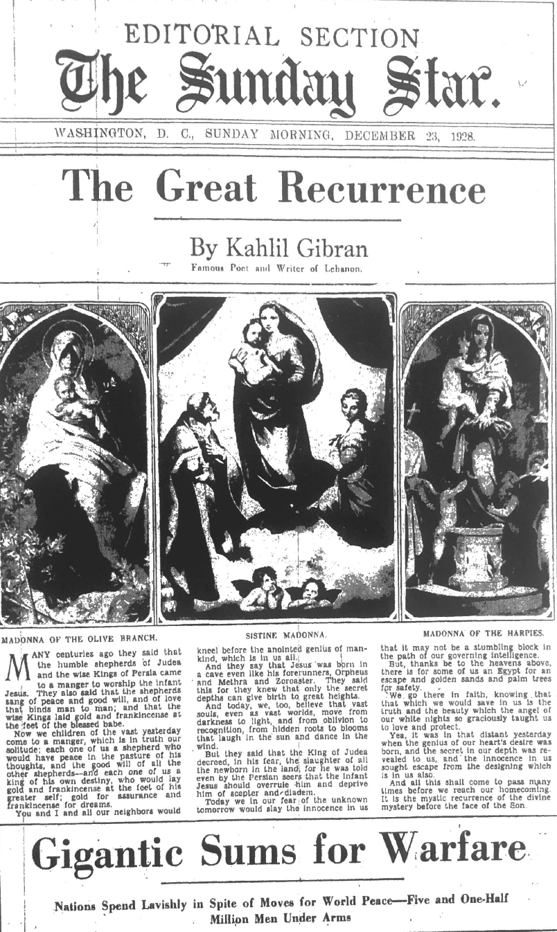 The Great Recurrence, New York Herald Tribune Magazine (The Sunday Star), Dec. 23, 1928, p. 19.