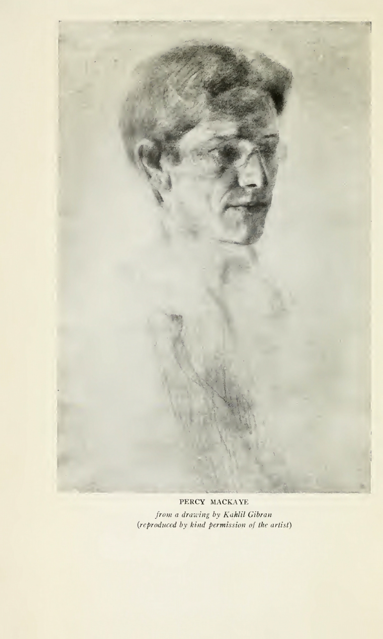 Percy MacKaye, Saint Louis: A Civic Masque, Frontispiece Portrait of Percy MacKaye by Kahlil Gibran, New York: Doubleday Press, 1920.